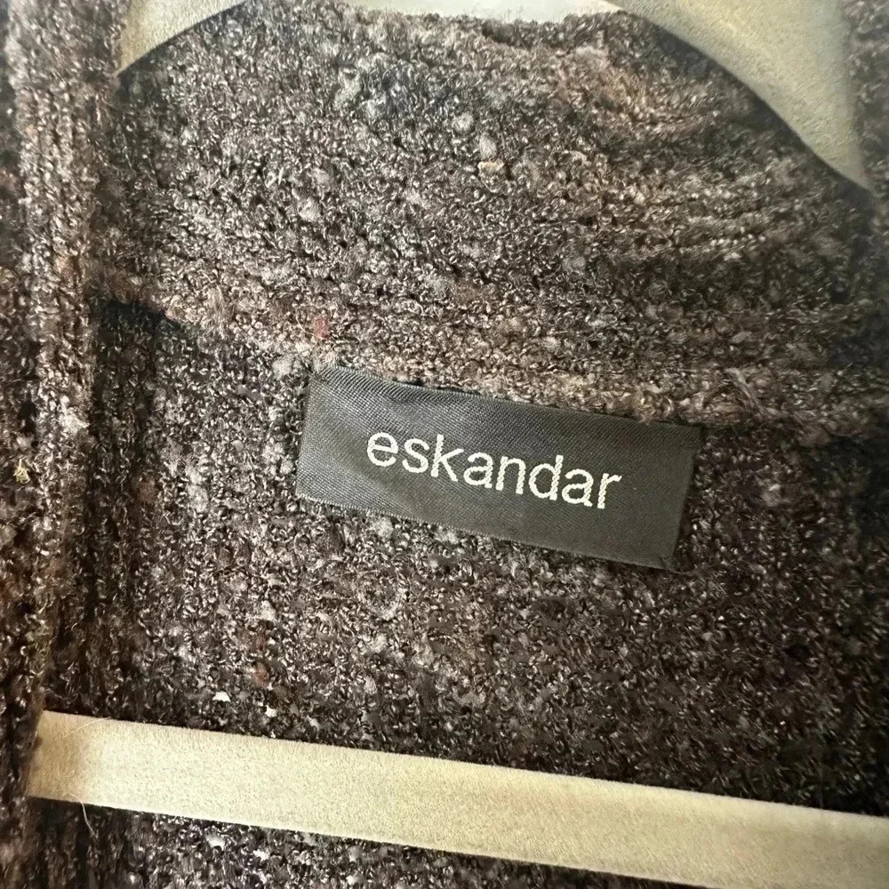 ESKANDAR Long Cardigan Brown OS silk - Picture 2 of 6